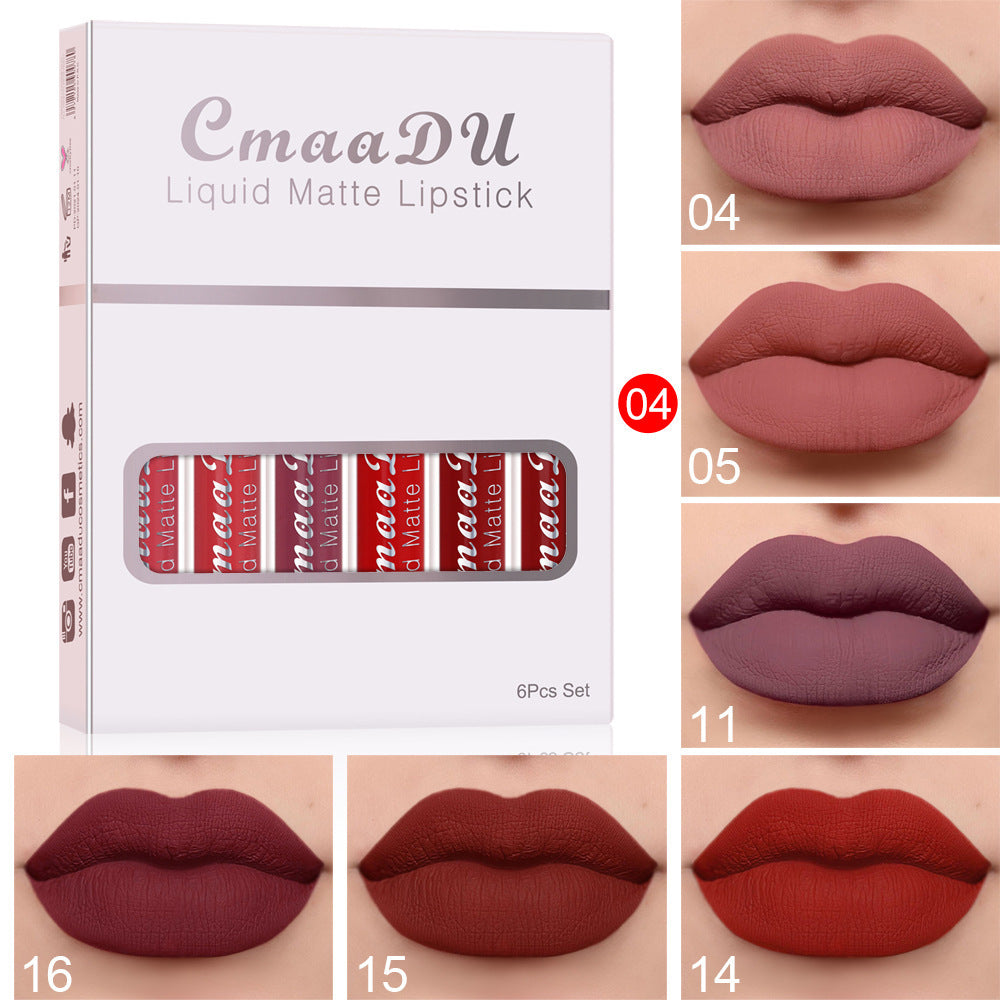 "6 Boxes Matte Waterproof Lipstick"