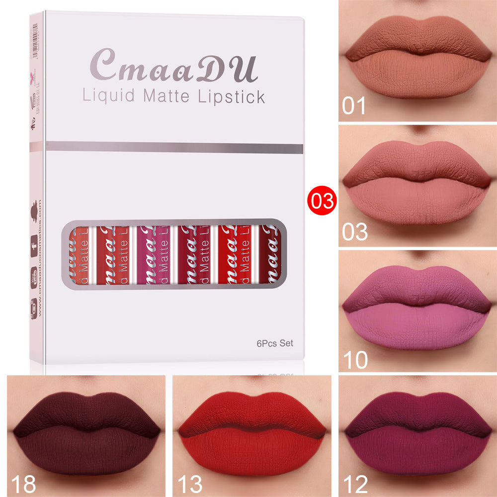 "6 Boxes Matte Waterproof Lipstick"