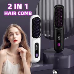 "2-in-1 Hair Straightener Brush"