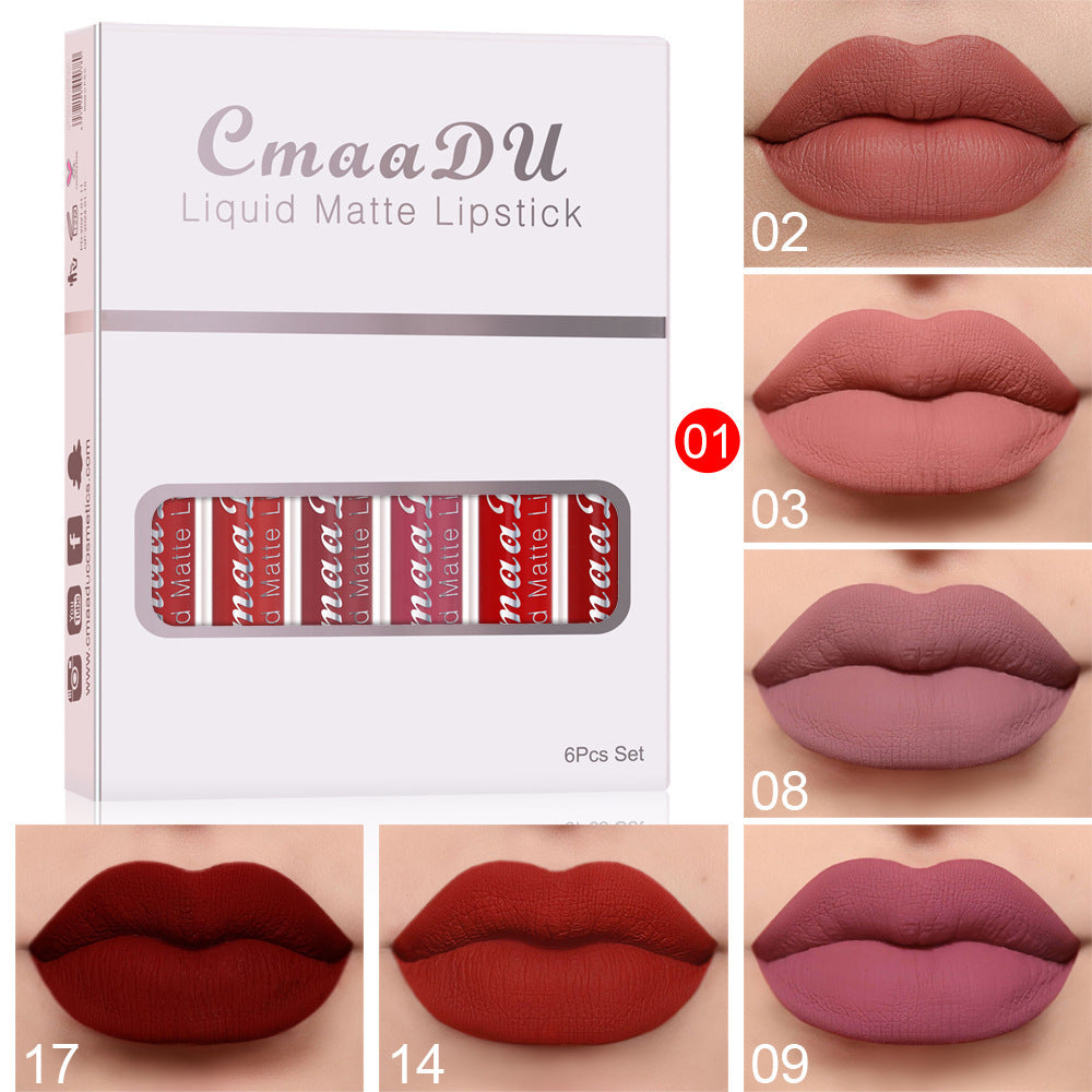 "6 Boxes Matte Waterproof Lipstick"